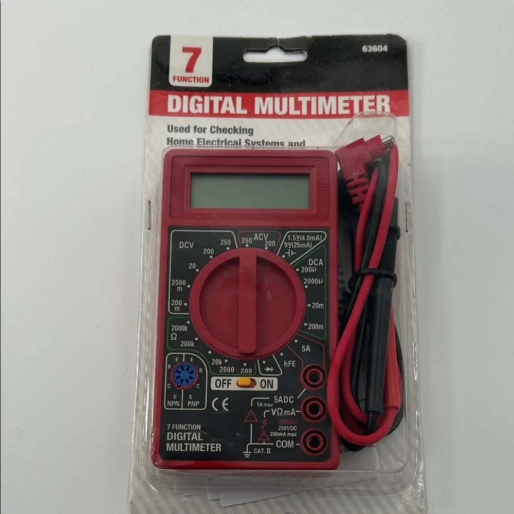 Digital Multimeter in Red with Black Accents